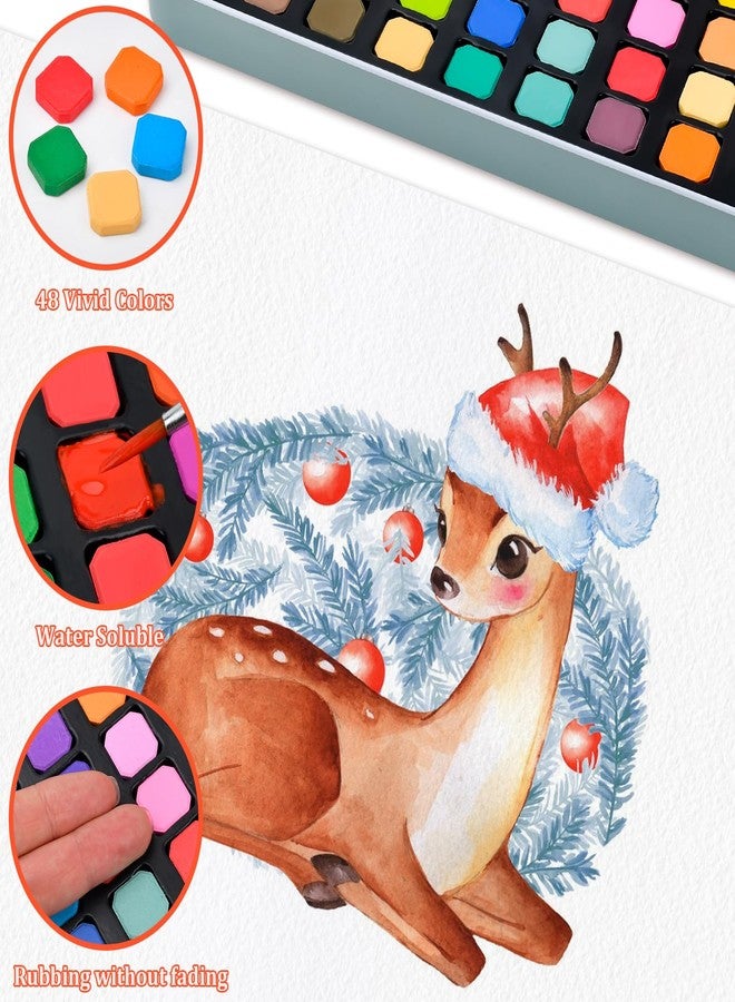 Casleevf Valentines Day Gifts for Kids Watercolor Paint - Water Color Paint Adult Sets for Kids Boys Girls Teens Water Colors Paint Palette Stocking Stuffers Christmas Arts and Crafts Art Supplies Travel Mini Watercolor Set - Image 5